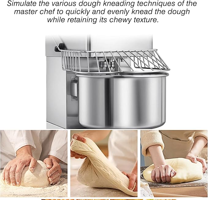 Commercial Dough Mixer Dual Rotating,21QT Two Speeds Mixing Dough Kneading Machine,Safety protection device & Timer Included,Electric Dough Kneading Machine for Restaurant Pizzeria
