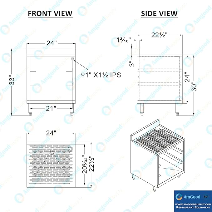 AmGood 22-1/2 in. x 24 in. x 30 in Stainless Steel Glass Rack Storage Cabinet with Rack Slides