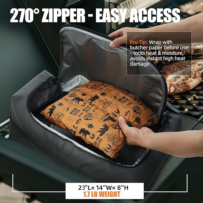 270° Opening BBQ Blanket for Resting Meat, Valentines Day Gift Meat Resting Bag, Leak-Proof Smoker Accessories, Grilling Gift for Brisket/Turkey/Pork - Anniversary Birthday Gift for Men Him Dad