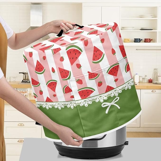 Round Pressure Cooker Cover 8 qt,Cute Watermelon Pattern Kitchen Appliance Cover Dust Cover with Pockets,Rice Cooker Cover,Air Fryer Cover,Toaster Cover,Oven Cover