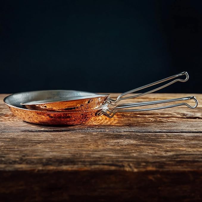 Sertodo Copper Skillet Pan | 8 inch Diameter | Patented Stainless Steel Handle System | Naturally Non-Stick Tin Lining, Pure Copper Body | Professional Kitchen Grade | Elegant, Durable, Functional