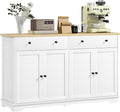 HOMCOM Sideboard Buffet Cabinet with Storage, 55" Modern Kitchen Cabinet with 4 Doors, 2 Drawers and 2 Adjustable Shelves, Coffee Bar Cabinet, White