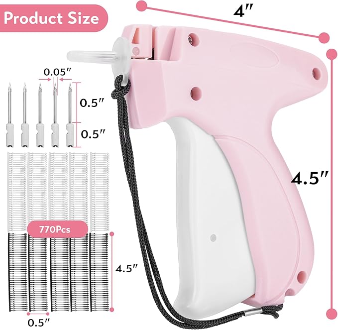Clothing Label Gun with Box,Standard Retail Price Tag Labeling Gun Kit,Having 6 Needles, 2000 Micro Fasteners, Scissors and Soft Cover,Suitable for Store,Warehouse,Consignment,Yard Sale,etc.(Pink)
