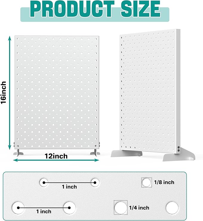 EVERHANGER Metal Pegboard Display Stand, Freestanding Tabletop Pegboard Display for Craft Shows & Fairs, 12"X16", 2pcs Gray