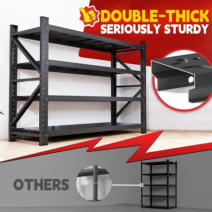 7000LBS Storage Shelves Heavy Duty, Metal Storage Shelves 4 Tier Units Adjustable Utility Rack Shelf, Heavy Duty Garage Racks Shelving for Basement, Industrial, Garage Shelving 71" W x 24" D x 70" H