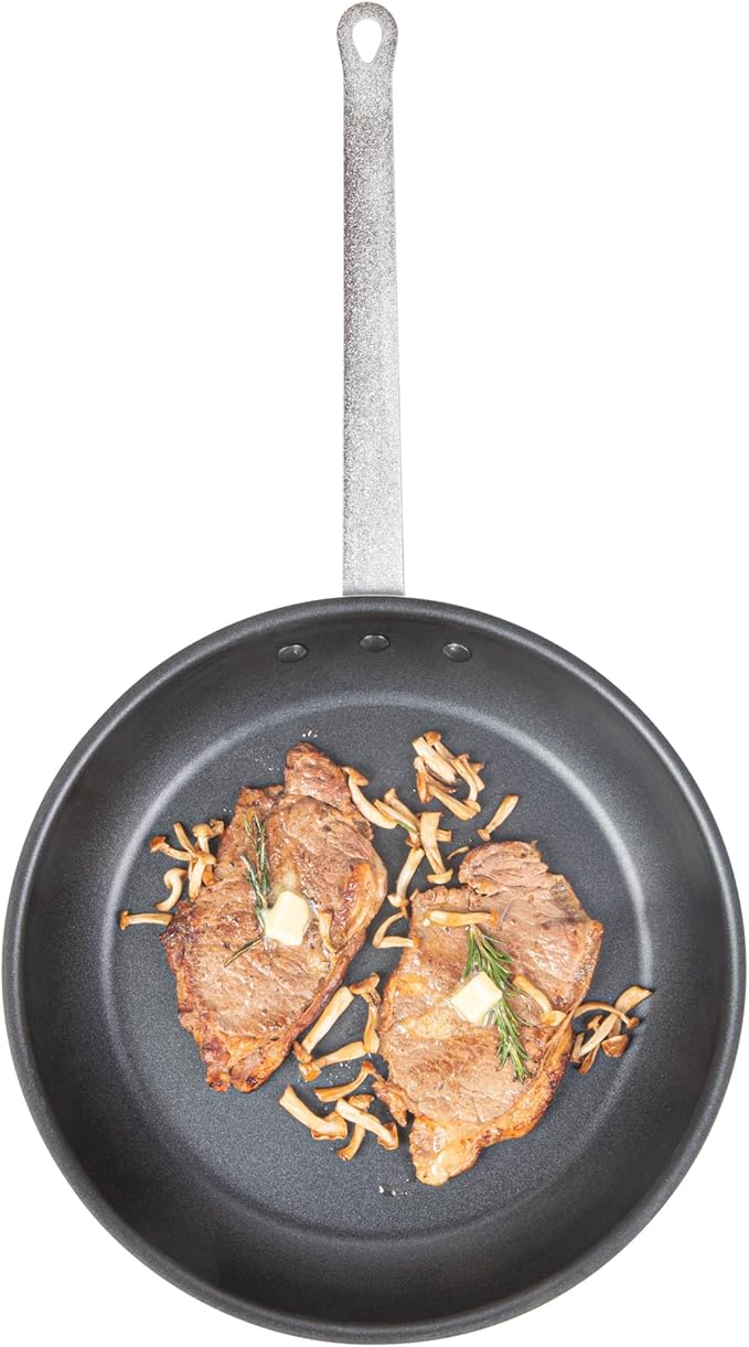 Restaurantware-Met Lux 14 Inch Fry Pans, Set Of 6 No-Stick Frying Pans - Induction-Ready, Triple-Riveted, Black Aluminum Cooking Skillets, Durable, For Searing, Sautéing, And Browning Food
