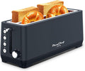 4-Slice Toaster, Extra Wide Long Slot Toaster, Removable Crumb Tray, 6 Browning Settings, Bagel/Defrost/Reheat Functions,Stainless Steel Housing 1500W, Matte Blue