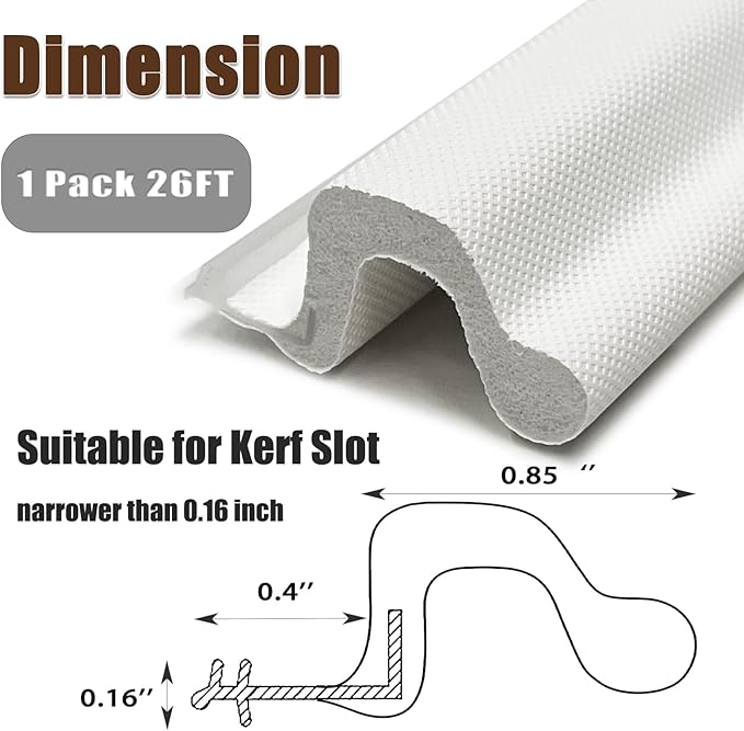 26 FT Door Frame Extra Thick Kerf Non-Adhesive Weather Stripping Seal Strip PU Foam, PE Cover, Groove Slot Installation for Large Gap, Sound, Dust, Water Insulation (26ft, Black, Extra Thick Flanged)