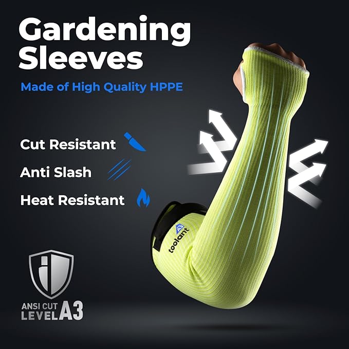 OriStout Cut Resistant Gardening Sleeves with Thumb Hole, Green, 2 Pairs, Protective Arm Sleeves for Yard Work, Yard Working, Welding, Arm Guards for Biting, Pet Grooming
