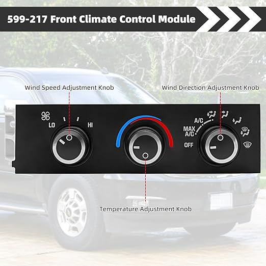 599-217 Front A/C Heater Climate Control Module Panel Switch Compatible with 1996-2020 Chevrolet Express 1500 2500 3500 4500 Astro, Chevy C4500 C5500 C6500,1996-2020 GMC Savana Safari, OE# 15073274