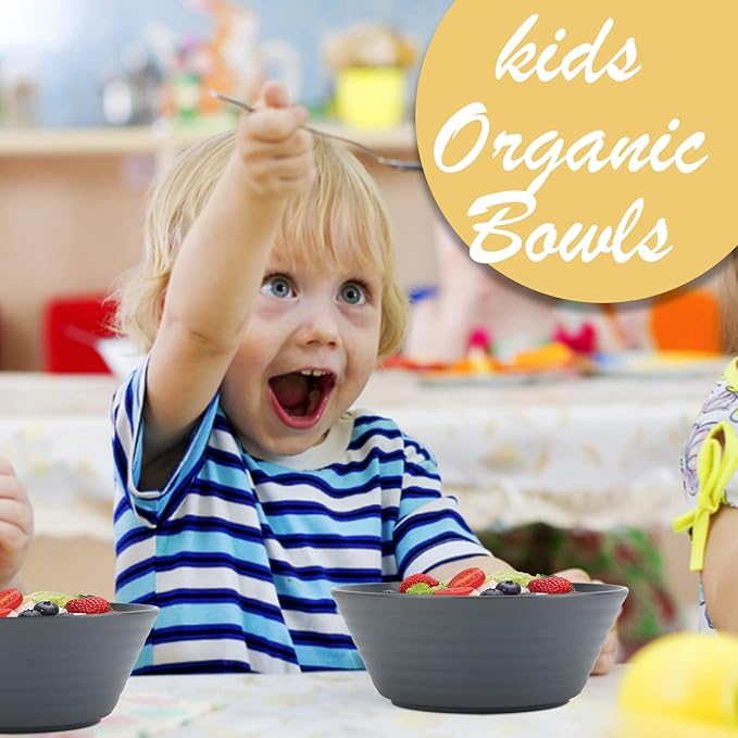 Wrova Wheat Straw Bowl Sets,6PCS Unbreakable Cereal Bowl 36 OZ,Microwave and Dishwasher Safe Bowls,Salad Bowls for Dorm,Apartment,Camping,Picnic (Deep Grey)