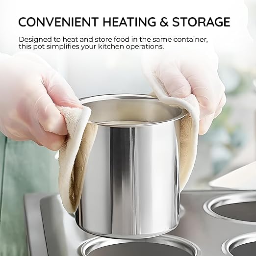 OCS Parts 1.5 Quart Bain Marie Pot | 5-5/8" x 4-7/16" Stainless Steel Pot for Warm or Cold Food, Sauces, Soups, or Organizing Cooking Utensils