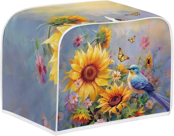 Hummingbird Sunflower Butterfly Print Toaster Cover 4 Slice Waterproof Toaster Dust Cover Appliance Dust-proof Protector