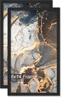 Engineered Wood 8x14 Picture Frame Set of 2, Black Frame for 8 x 14 Inch Picture Poster Photo, Light Weight 8 by 14 Frame with Wood-grain for Wall - 2 Pack/Black/8"x14"