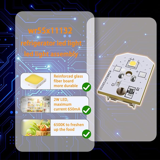 New Upgraded WR55X11132 WR55X25754 Refrigerator Light，Refrigerator led Light Assembly Replacement wr55x30602 wr55x26486 eap12172918 4590213 ap6261806 Without Cover 10 PCS
