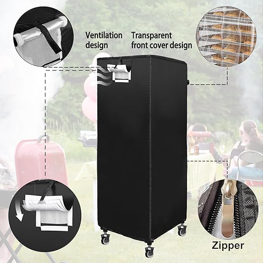 Speed Rack Cover Bread Rack Cover 20tier Sheet Bun Pan Rack Cover Commercial Bakery Racks Cover With Zipper, 23"X28"X64" Waterproof and Dustproof，Black