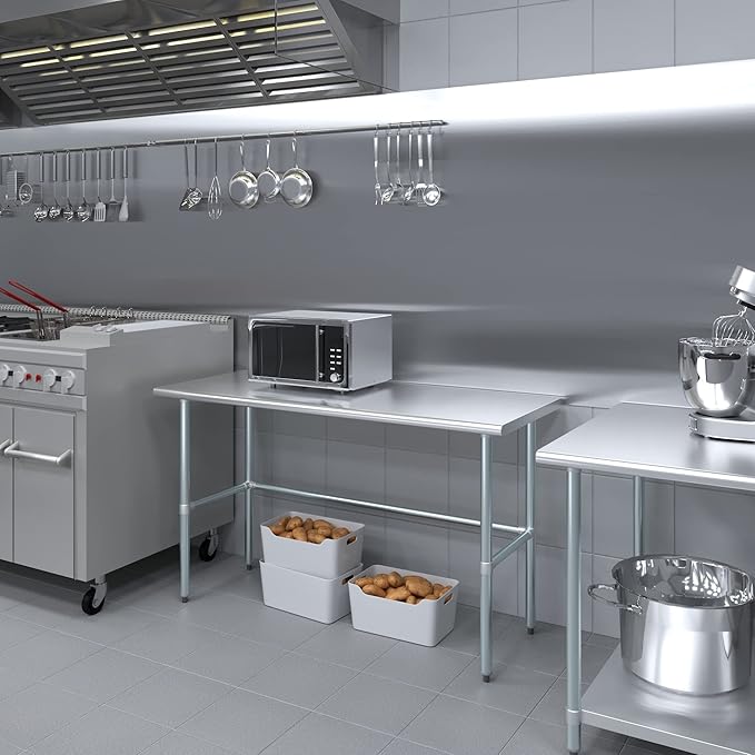 AmGood 24" X 60" Stainless Steel Work Table Open Base | NSF Kitchen Island Food Prep | Laundry Garage Utility Bench