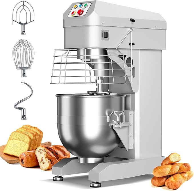 60Qt Commercial Food Mixer, 3500W Heavy Duty Dough Mixer 3-Speeds Adjustable,Electric Commercial Stand Mixer with Stainless Steel Bowl for Kitchenaid Bakery and Pizzeria,220V