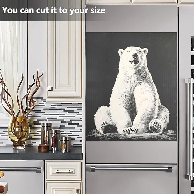 Dishwasher Magnet Cover, Polar Bear Magnet Sticker Fridge Panel Decal for Home Kitchen Decor, 23x26in