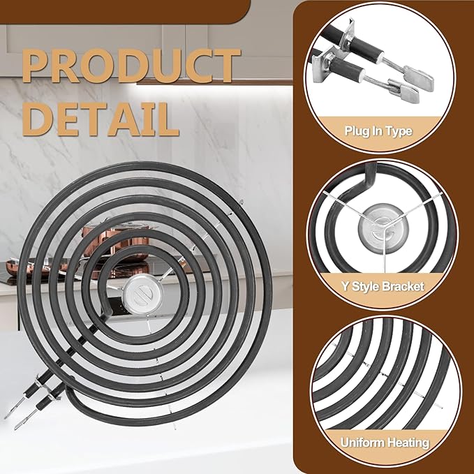 WB31M20(6") WB31M19(8") Porcelain Drip Pan Set & WB30M2(8") WB30M1(6") Electric Range Burner Element Unit Set by Cenipar-Compatible with GE Hotpoint Kenmore Range/Stove-Includes 3×6” and 1×8”