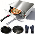 Electric Pizza Oven Indoor, Countertop Pizza Oven with Two 12 inch Baking Trays, Oven Mitts,Commercial Pizza Maker for Home, Stainless Steel Pizza Cooker with Visual Window, Removable Handle