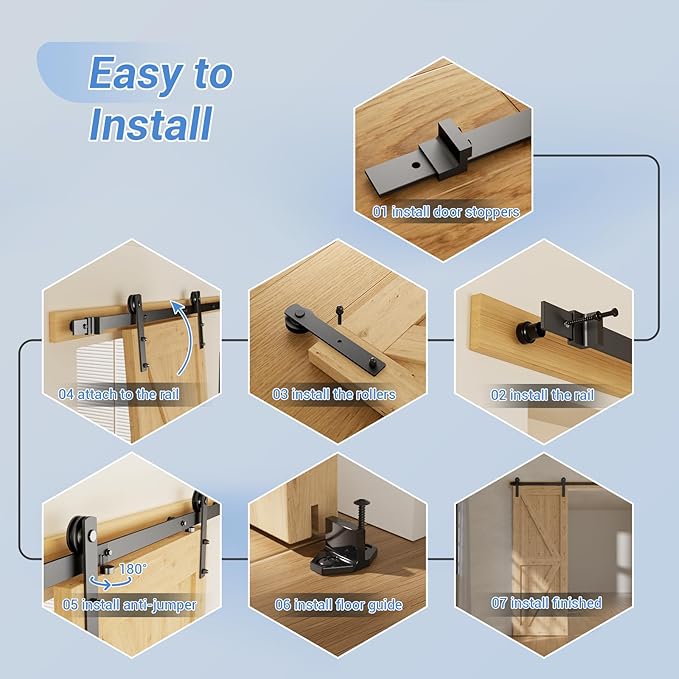CCJH 6.6 Feet Heavy Duty Sturdy Sliding Barn Door Hardware Kit -Smoothly and Quietly -Easy to Install Fit 36"-40 Wide Door Panel (I Shape Hanger)