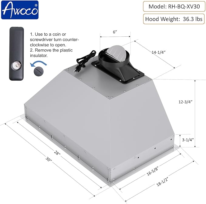 Awoco Range Hood Insert 30 Inch, Built-in Kitchen Hood with 800 CFM, Voice/Gesture/Touch Control, Stainless Steel Stove Hood with 4 Speed Exhaust Fan, Ducted, Ductless Convertible, Charcoal Filter