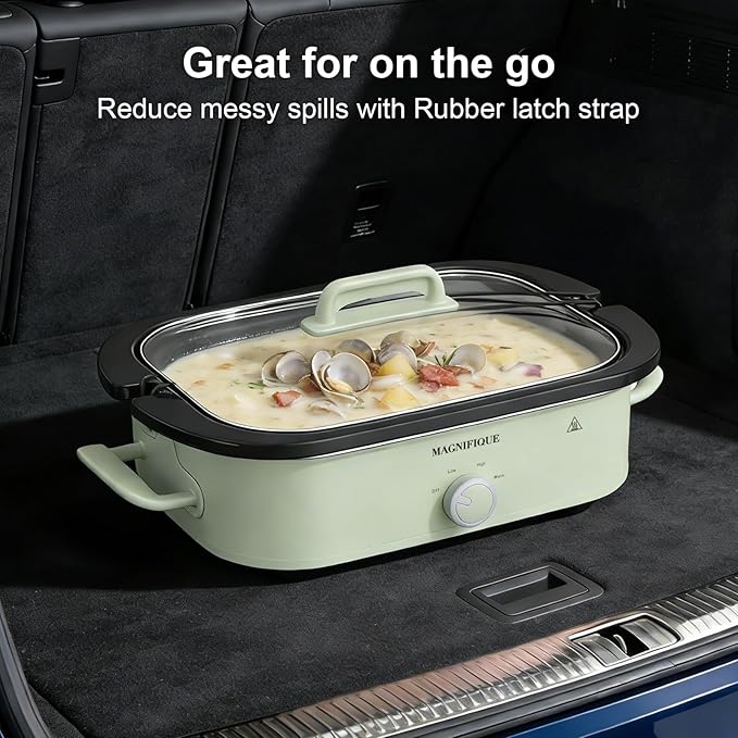 4-Quart Slow Cooker with Casserole Manual Warm Setting - Perfect Kitchen Small Appliance for Family Dinners, Dishwasher Safe Crock, Sage