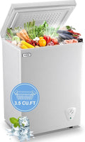 Chest Freezers Compact Mini Deep Freezer WANAI 3.5 Cu.Ft Free-standing Top Door Room Dorm Office Garage Freezer with 7 Adjustable Temp Control Removable Basket for Apartment Basement Business