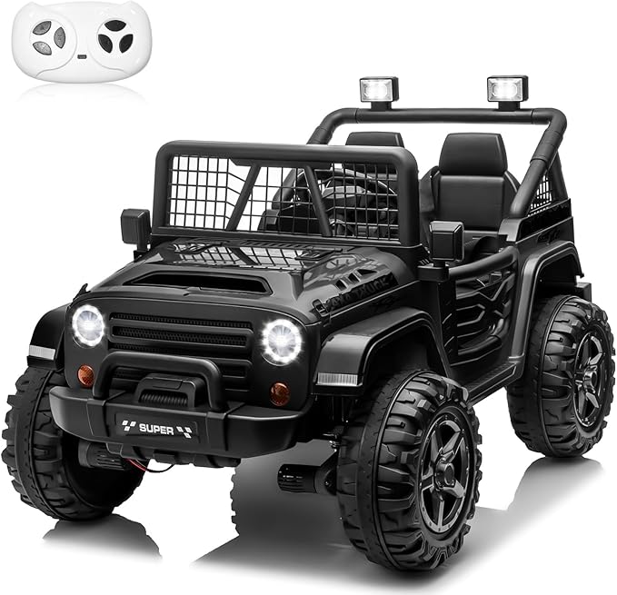 24V Ride on Car with Remote Control, XL 2 Seater 4WD/2WD Switchable Truck w/4X200W Motor, 20 Inch Wide Seat, Gift Flower Power Car Wheels 24 Volt Big Truck for Boys Girls, Black