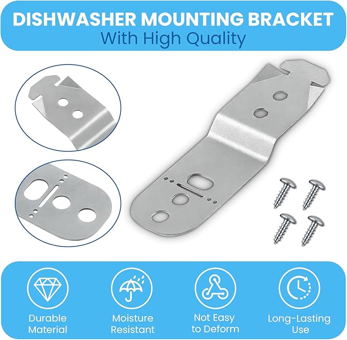 619985 Dishwasher Mounting Bracket Fit for Bosch Dishwashers, Anti-Tip Clips Bracket Kit Replaces AP4538351, 00605007, 00628371, 2-Pack