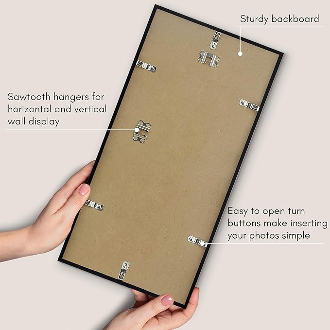 Americanflat 10x20 Picture Frame with Polished Plexiglass - Streamline Collection - Thin Border Picture Frame for Wall Display - Hanging Hardware Included - Black