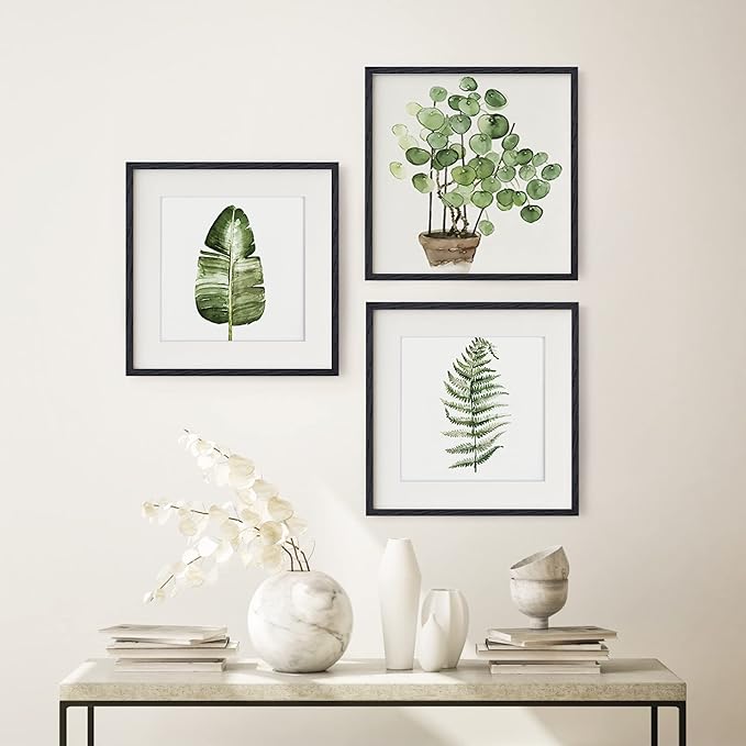 Fun Memories 16"x16" Picture Frame in Black, Solid Oak Wood Frame 16x16, 16x16 Frame Matted to 12x12, Square Photo Frame 16x16 Inch - Tempered Glass (Black, 1 Pack)