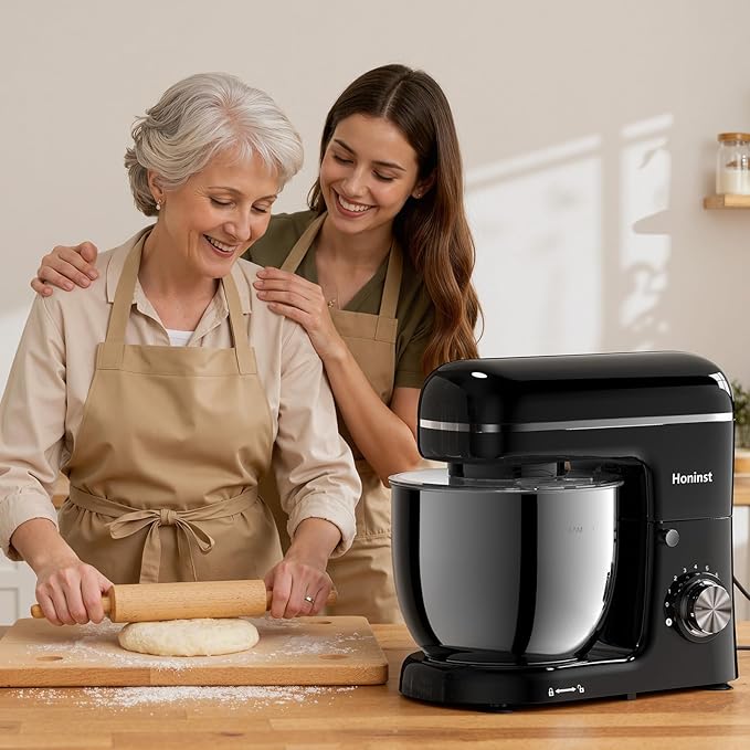 Stand Mixer, 3-In-1 8-Speed 660W 6.5QT Tilt-Head Food Electric Mixers with Bowl, Dough Hook, Whisk and Beater, Kitchen Mixer for Baking, Cake and Most Home Cooks, Black