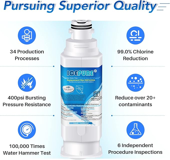 ICEPURE DA97-17376B Refrigerator Water Filter Replacement for DA97-08006C, HAF-QIN, HAF-QIN/EXP, RF23M8070SG, RF23M8070SR, RF23M8090SG, RF23M8090SR,RF23M8570SR, RF23M8590SG, BRF425200AP, 4PACK