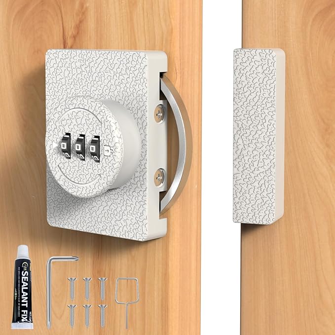 Keyless Combination Cabinet Lock, Anti-Pry 3-Digit Security for Swinging/Sliding Door, Drawer, Cupboard, Locker, Closet, Child Safety, Easy Installation (White, 2 Pack)