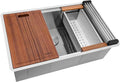 Ruvati 32-inch Undermount 16 Gauge Stainless Steel Workstation Kitchen Sink Single Bowl – Soundproof Multifunction Chef Sink with Cutting Board & Accessories, Brushed Finish Hides Scratches – RVH8300