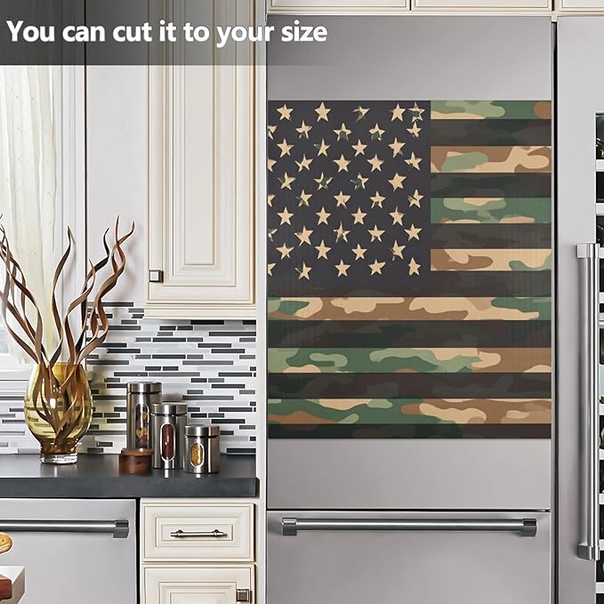 Camouflage USA Flag Black Dishwasher Magnet Cover for Front Panel Magnetic Dishwasher Cover Decorative Refrigerator Magnet Covers Dishwashers Magnetic Sticker for Kitchen Decor, 23" x 26"