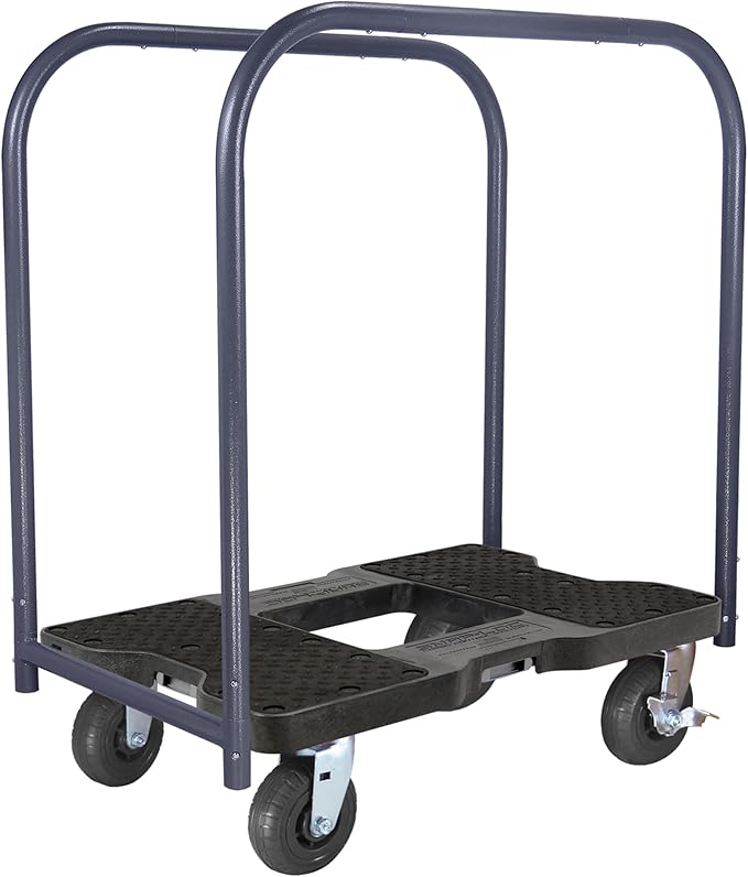 SNAP-LOC, All Terrain, 4 Wheel Dolly Heavy Duty Build, Dolly Cart, 6 Inch Casters, E Strap Attachment Included, 1,600 lb Capacity, Made in USA, Black