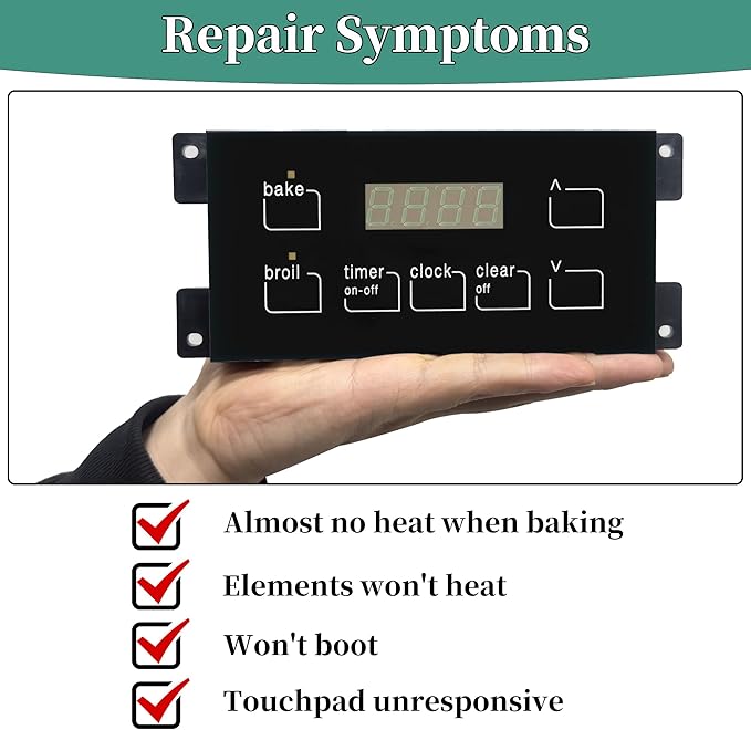 316455500 Oven Range Stove Clock Control Board 7 Button Control Board Clock Replacement(Include Overlay), Replacement for Numbers 316220725, Compatible with Frigidaire Range Control Board