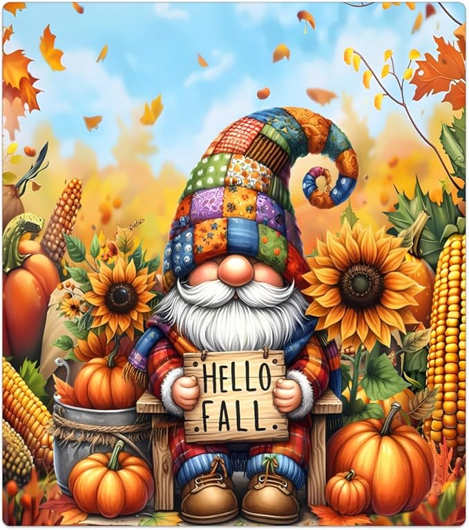 Pumpkin Gnome Cute Sunflower Fall Dishwasher Magnet Cover Pumpkin Flower Magnetic Dishwasher Decorative Cover Front Dishwasher Door Cover for Kitchen Refrigerator Home Appliances 23" X 26"