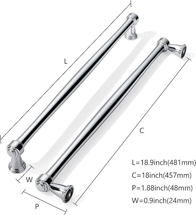 khtumeware 1 Pack Appliance Pull 18 Inch(457mm) Vibrant Polished Chrome Cabinet pulls Kitchen Cabinet Handles Kitchen Cabinet Hardware for Cupboard Drawer Handles Dresser Pulls