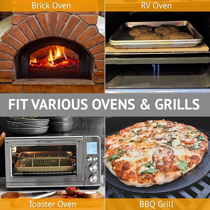 12" x 12" Pizza Stone Square Baking Stone | Premium Cordierite Pizza Grilling Stone for Grill Oven RV Oven | Bake Homemade Golden Crispy Crust Pizza