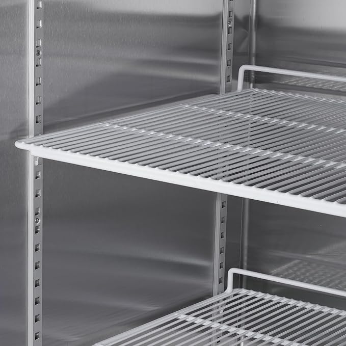 54" Upright Commercial Freezer with 2 Solid Door, 42 Cu.Ft Reach-in Freezer, Stainless Steel Interior and Exterior Construction, -8℉ ~ -2℉, Fan Cooling Freezer, ETL and DOE