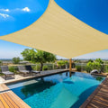 Amagenix Sun Shade Sail 12'X16' Curved Edge Outdoor Shade Canopy Beige Breathable 95% UV Block Shade Cloth for Patio Garden Backyard (We Make Custom Size)