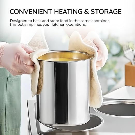 OCS Parts 3.5 Quart Bain Marie Pot | 7-3/4" x 5-11/16" Stainless Steel Pot for Warm or Cold Food, Sauces, Soups, or Organizing Cooking Utensils