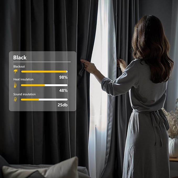 Room Divider Blackout Curtain Track Curtains Wall Dividers Panels Screen for Living Rooms Bedroom Office Privacy Partition Separation, W120 × L108 Inch,1 Panel, Black