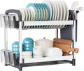 Nieifi 2-Tier Dish Drying Rack, Large Stainless Steel and Aluminum Kitchen Organizer