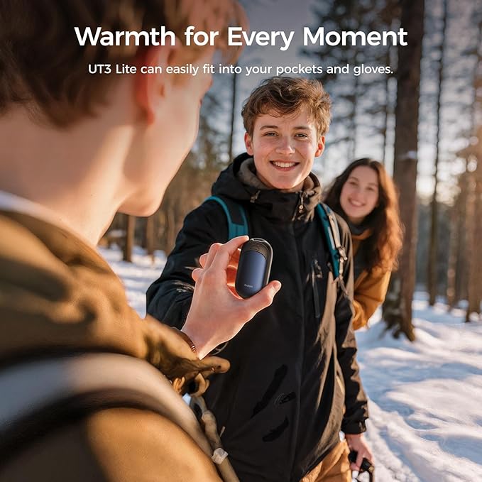 OCOOPA Magnetic Hand Warmers Rechargeable 2 Pack, UL Safety Heat 100-126°F, 3-Settings, Pocket-Sized, Max. 8 Hrs Long Lasting,Great for Raynauds, Golf, Hunting, Camping, Gifts for Men Women, UT3 Lite