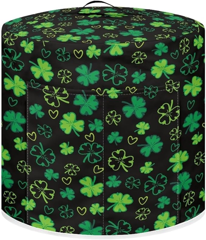 Xoenoiee Shamrock Black Print Kitchen Appliance Dust Cover with Pockets, Electric Pressure Cooker Cover Compatible with Crock Pot, Rice Cooker Covers for St.Patrick's Day Decor, for 6 Qt